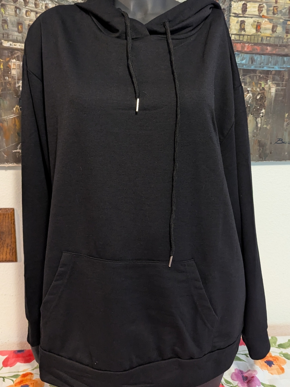 Black Men's Hooded Pullover Sweater